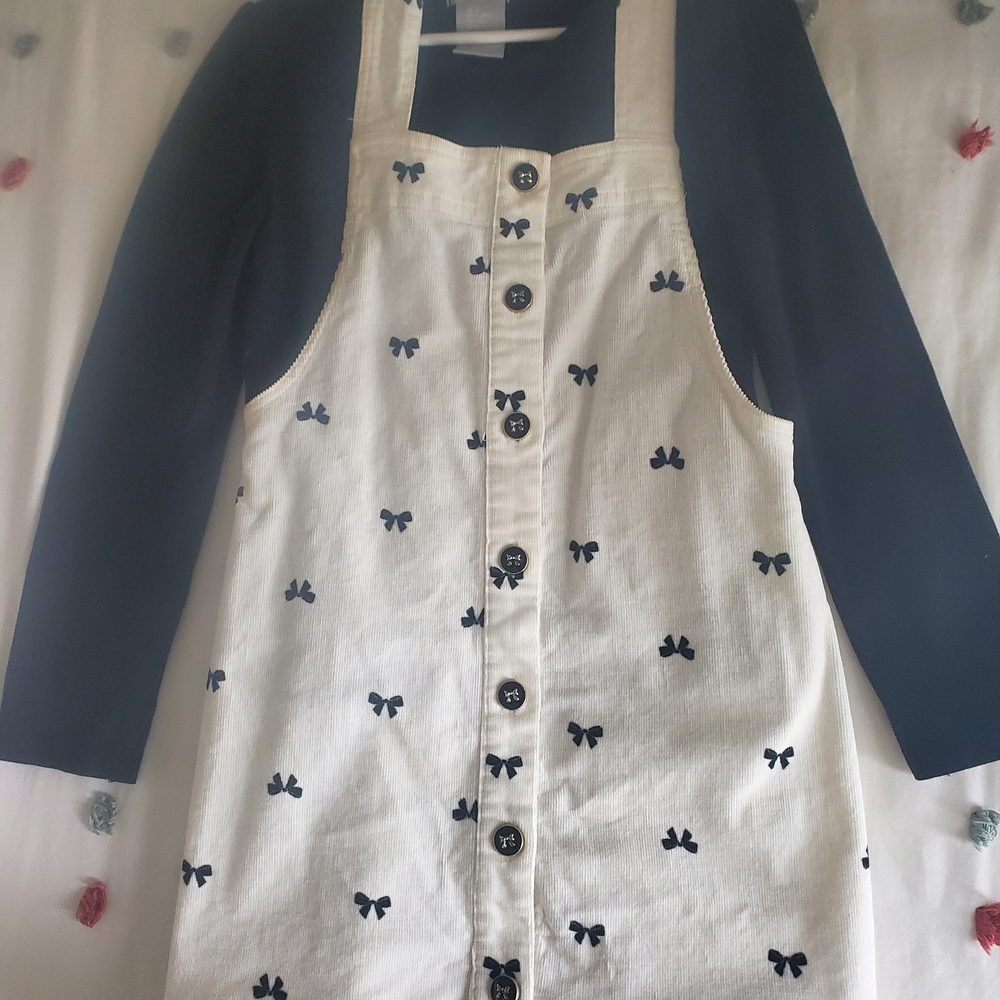 Tahari Cream and Black Kids Shirt with Bow Pattern